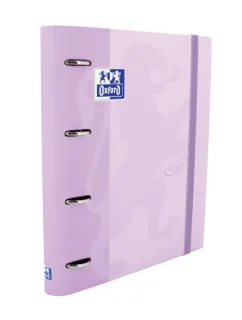 Oxford Europeanbinder Touch A4+ Carpeta de Anillas con Recambio Cuadricula 5x5 - Tapa Extradura - Cierre con Goma Elastica - Color Malva Pastel
