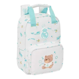 Safta Real Madrid Preescolar Mochila Infantil - Tarjeta de Identificacion Personal - Bolsillo Frontal - Hombreras Acolchadas - 20x28x8cm - Color Blanco