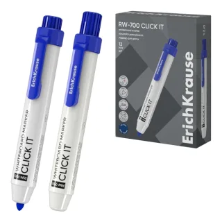 ErichKrause RW-700 Click it Rotulador para Pizarra Blanca - Sistema Retractil - Punta Conica - Trazo de 2.0mm - Tinta a Base de Alcohol - No Toxico - Facil de Borrar - Secado Rapido - Color