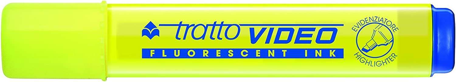 Tratto Video Marcador Fluorescente - Punta Biselada - Tinta Base de Agua - Secado Rapido - Color Amarillo Fluorescente · Pack de 12 uds.