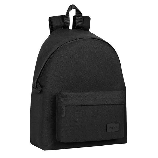 Safta Basic Mochila - Bolsillo Frontal - Hombreras Acolchadas - Doble Tirador en Cremallera - Asa Superior - 18L - Material Resistente - 330x150x420mm - Color Negro