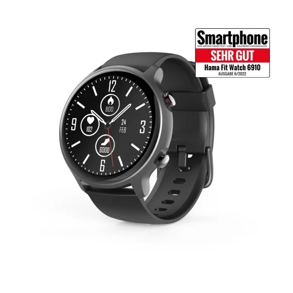 Hama 6910 Reloj Inteligente Smartwatch - Bluetooth 5.0 - Autonomia hasta 6 Dias - Pantalla LCD 1.28" - IP68 - GPS Integrado - Color Negro