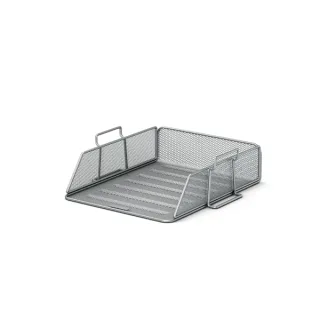 ErichKrause Compass Classic Bandeja para Documentos - Acero Inoxidable - Apilable - 340 x 275mm - Color Plata · Pack de 4 uds.