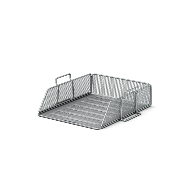 ErichKrause Compass Classic Bandeja para Documentos - Acero Inoxidable - Apilable - 340 x 275mm - Color Plata · Pack de 4 uds.