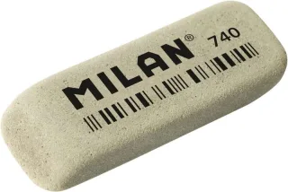 Milan 740G Goma de Borrar Abrasiva Biselada - Flexible - Miga de Pan - Caucho - Color Gris · Pack de 40 uds.