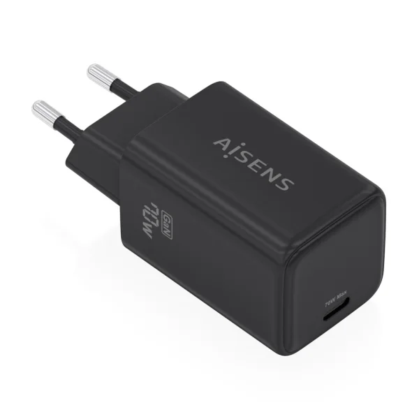 Aisens Cargador GAN 70W - 1x USB-C PD3.2 QC4.0 - Color Negro