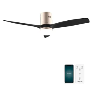 Cecotec EnergySilence Aero 5600 Aqua GoldBlack Connected Ventilador de Techo con 3 Aspas y Luz LED Integrada - 40W - Diametro de 52" - Wi-Fi - IP44 - Temporizador - 6 Velocidades - Color Neg