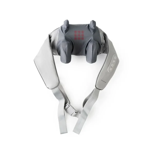 Innovagoods Silax Masajeador de Cuello y Espalda 6D - Autonomia 10min - 3 Velocidades - Bateria 2000mAh - Funcion Calor - Recargable - Apagado Automatico - 15x14x120cm - Color Gris
