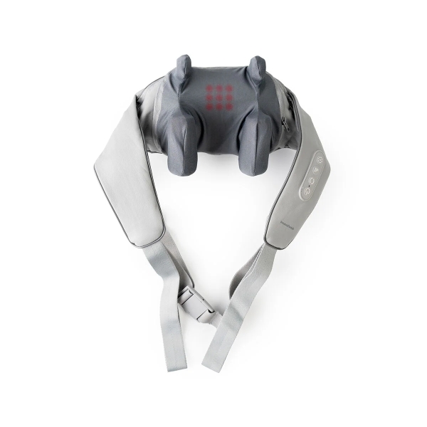 Innovagoods Silax Masajeador de Cuello y Espalda 6D - Autonomia 10min - 3 Velocidades - Bateria 2000mAh - Funcion Calor - Recargable - Apagado Automatico - 15x14x120cm - Color Gris