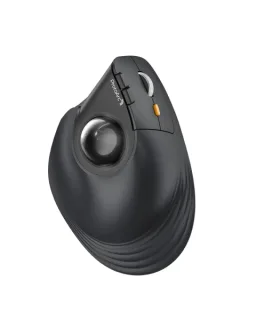 ProtoArc EM05 NL Raton Vertical Trackball Ergonomico Inalambrico - 1600 dpi - Bluetooth + 2.4Ghz - Bateria Recargable - Multidispositivo - Color Negro y Naranja
