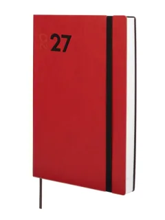 Finocam Dynamic Mara Agenda Profesional - Anual 2027 - 1 Dia por Pagina - Formato Y10 - 140x204mm - Goma Elastica - Tapa Blanda de PU - Esquinas Microperforadas - Papel de 80g/m2 - Color Roj