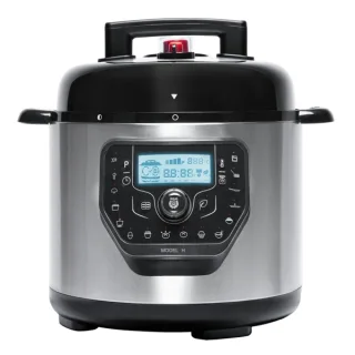 Cecotec H Deluxe Olla GM Programable con Tapa Abatible - Capacidad 6L - Antiadherente - Bascula - Pantalla LCD - Ergonomico - Temperatura Regulable hasta 200ºC - Control por Voz - Color Negr
