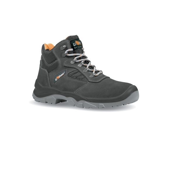 Upower Real L Calzado de Seguridad Altos - Talla 35 - Empeine Gamuza Transpirable, Puntal Acero, Antiperforacion, Antideslizante, Lamina Ergonomica, Proteccion S1P FO SR - Color Gris