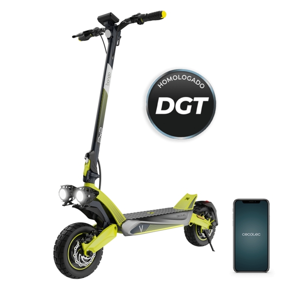 Cecotec Bongo V55 2x2 Connected Patinete Electrico - 1600W - Autonomia hasta 55km - Ruedas 10" - Doble Suspension - Frenado E-Abs - Homologado por la DGT - Control con App - Color Negro y Am