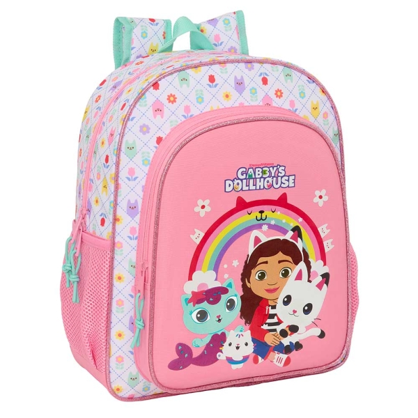 Safta Gabby's Dollhouse Mochila - 15L - Adaptable a Carro - Bolsillo Frontal - Portabotellas - Cremallera con Doble Tirador - Asa de Mano - Hombreras y Espalda Acolchada - 32x38x12cm - Color Rosa