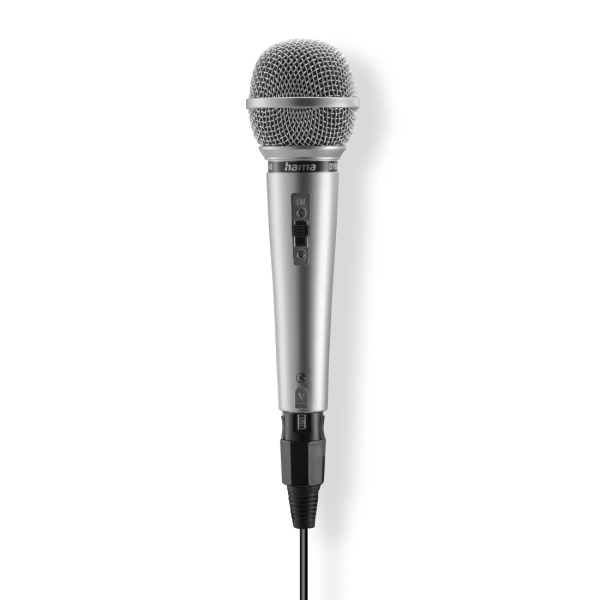 Hama Jam Star Microfono Dinamico - Cable 3m - 100Hz - Jack 3.5mm - Cardioide - 600 Ohm - 170x52x52mm - Color Plata