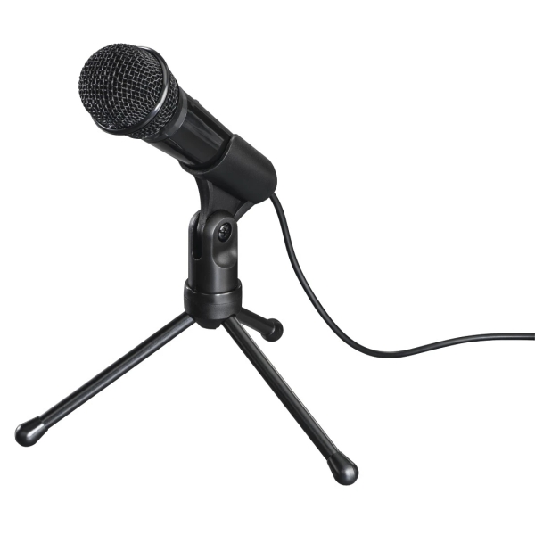Hama MIC-P35 Allround Microfono de Sobremesa para PC y Portatil - Cable 2.5m - 2200 Ohm - Jack 3.5mm - Condensador Cardioide - Color Negro