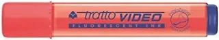 Tratto Video Marcador Fluorescente - Punta Biselada - Tinta Base de Agua - Secado Rapido - Color Rojo Fluorescente · Pack de 12 uds.