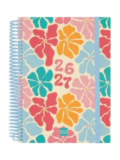 Finocam Diva Agenda Escolar 26/27 en Catalan - 1 Dia por Pagina - Formato 4º - 155x212mm - Tapas de Carton Forrado - Papel de 80g/m2 - Espiral - Esquinas Microperforadas - Multicolor