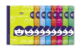 Lamela Pack de 10 Cuadernos de Espiral con 80 Hojas de 70g/m2 con Margen - Formato Folio - Pauta Cuadrovia de 4mm - Cubierta de Cartoncillo Plastificado - Papel Offset Blanco Extra - Colores