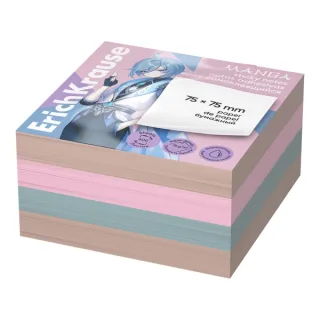 ErichKrause Manga Bloc de 400 Notas Adhesivas Reposicionables - Papel de 75g/m2 - 75x75mm - Pegamento a Base de Agua - Colores Surtidos · Pack de 6 uds.