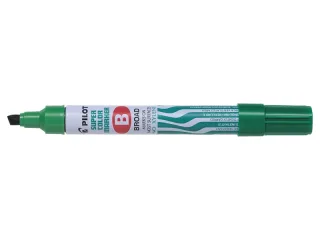 Pilot Super Color Rotulador Permanente Multisuperficie - Punta Biselada de Fibra - Tinta Base Alcohol Libre de Xileno - Cuerpo Metalico - Color Verde · Pack de 12 uds.