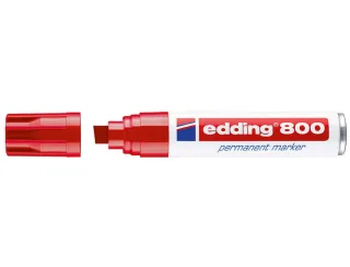Edding 800 Rotulador Permanente - Punta Biselada - Trazo entre 4 y 12 mm. - Recargable - Secado Instantaneo - Color Rojo · Pack de 5 uds.