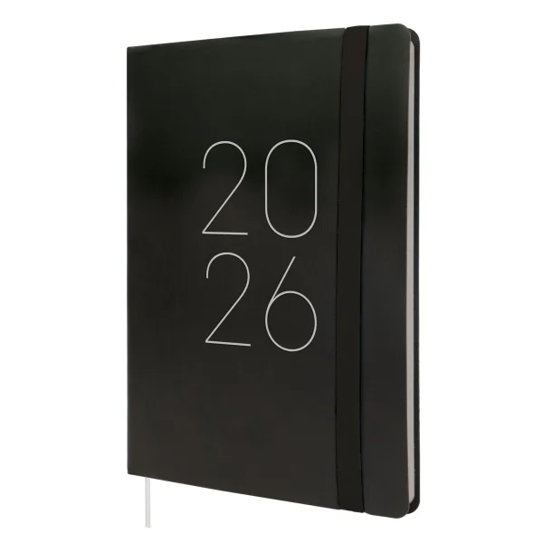 Finocam Flexi Lisa Agenda - Anual 2026 - Tapa Blanda - Formato FA5 - 151x13x214mm - Semana Vista en Vertical - Color Negro