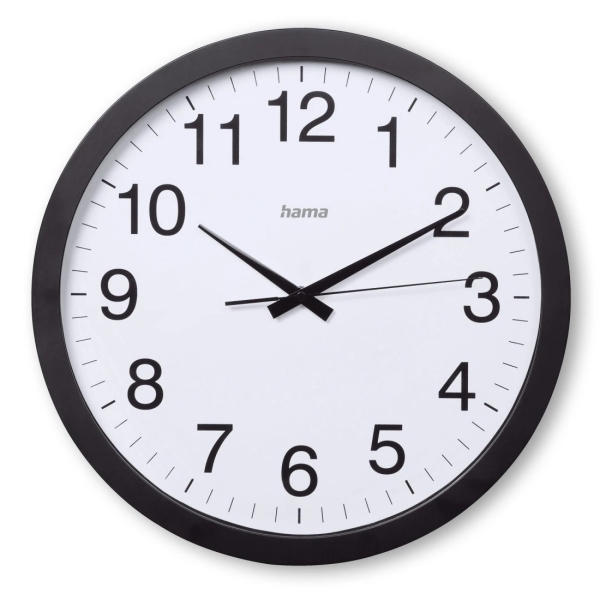 Hama Aruba Reloj de Pared Analogico - Silencioso - Funciona con 1 Pila AA - 40x5cm - Color Negro