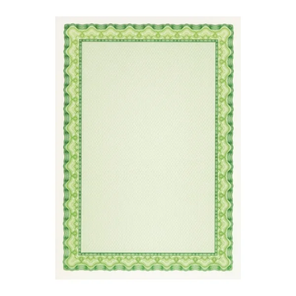 Apli Pack de 10 Hojas de Papel Certificado - Diseño de Concha - 115gr - Ideal para Certificados y Diplomas - Compatible con Impresoras y Escritura Manual - Color Verde Esmeralda