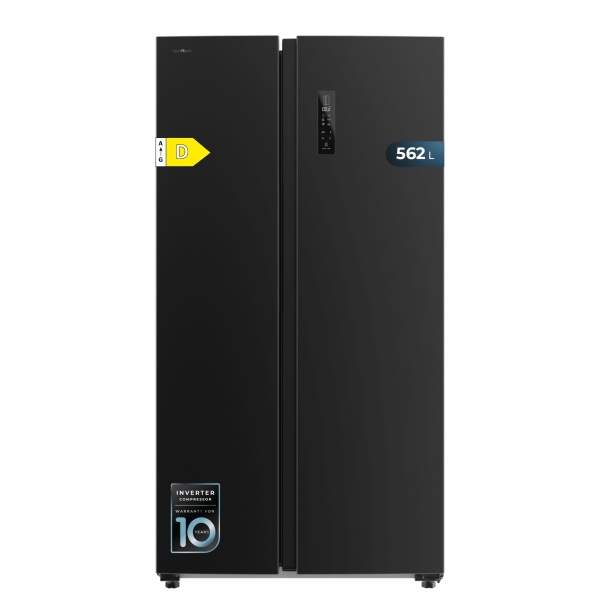 Cecotec Bolero CoolMarket SBS 562 Dark D Frigorifico Americano - Capacidad 562L - Luz LED - Compresor Inverter - Nofrost - Frio Envolvente - Silencioso - Clase E - 91.2x70.4x177cm - Color Ne