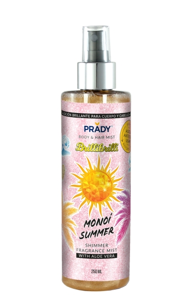 Prady Brilli Brilli Body & Hair Mist Monoi Summer - Frasco de 250 ml - Spray Pulverizador