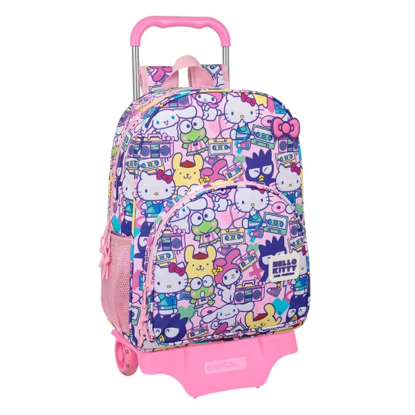 Safta Hello Kitty and Friends Mochila con Carro - Extraible - Portabotellas - Bolsillo Frontal - Cremallera con Doble Tirador - Asa de Mano - 33x42x14cm - Color Rosa