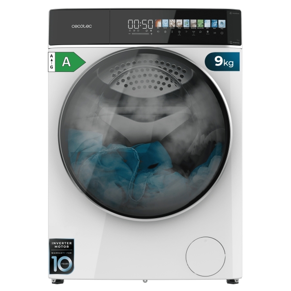 Cecotec Bolero DressCode 9900 Autodose Inverter FullColor A Lavadora de Carga Frontal con Autodosis - Capacidad 9kg - Velocidad 1400rpm - Pantalla 10.3" - Motor Inverter - Color Blanco y Neg