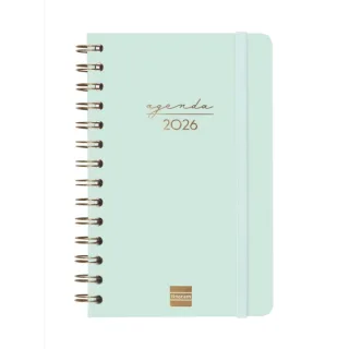 Finocam Alma Agenda en Catalan - Anual 2026 - con Espiral - Formato E5 - 131x19x190mm - Semana Vista Horizontal - Color Menta
