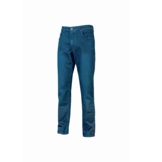 Upower Romeo Vaqueros de Trabajo - Talla 28 - Tejido Elastico, Multibolsillos, Ajuste Slim Fit, Proteccion DPI1 - Color Azul Indigo