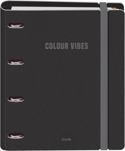 Dohe Colour Vibes Polyfoam Carpeta de 4 Anillas Mixtas de 35mm A4 Recambio 100 Hojas Cuadricula 5mm - Cubierta de Polyfoam 2mm - Cierre con Goma - Incluye 4 Separadores y Sobre de Polipropil