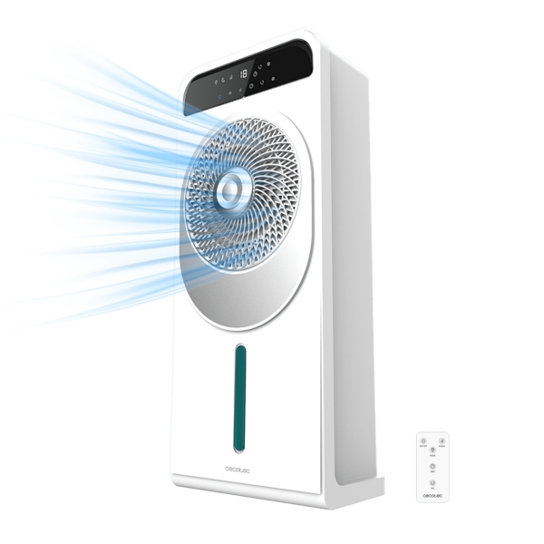 Cecotec EnergySilence 5000 Cool Wave Climatizador de 5L - 28W - Control Remoto y Pantalla LED - 12 Velocidades - Oscilacion de 360º - Modos Normal, Nature y Sleep - Temporizador - Color Blan