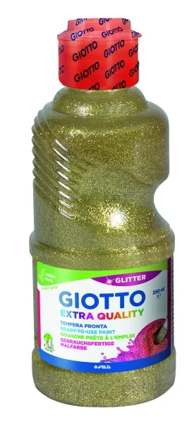 Giotto Extra Quality Glitter Tempera - 250ml - Lispa para el Uso - Botella Bio Pet - Color Oro