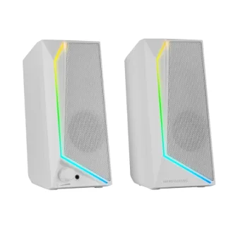 Mars Gaming MS72 Altavoces Gaming de 15W - Luces RGB - Jack 3.5mm - Procesador de Sonido DSP - 178x79x110mm - Color Blanco