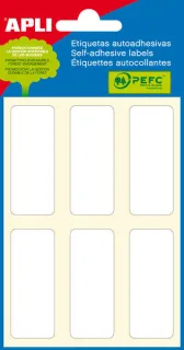Apli Pack de 36 Etiquetas 20x50mm - 6 Hojas por 6 Etiquetas - Adhesivo Permanente - Cantos Romos - Color Blanco