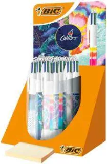 Bic 4 Colours Decor Expositor de 30 Boligrafos de Bola Retractiles - Punta Media de 1.0mm - Tinta con Base de Aceite - 4 Colores