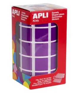 Apli Gomets Cuadrados Lila - 20 x 20mm - 59 Hojas Pretroqueladas - 1770 Gomets por Rollo - Ideal para Escuelas y Talleres Infantiles - Normas EN-71 y FSC - Adhesivo Base Agua - Materiales 10