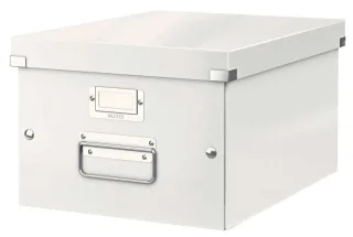 Leitz Click & Store WOW Caja Organizadora Mediana - Asas de Metal - 85% Carton Reciclado - Hasta 9kg de Capacidad - Color Blanco