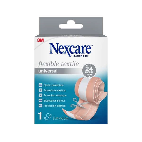 Nexcare Universal Flexible Textile Aposito para Cortar - 1m x 6 cm - Transpirable - Elastico - Color Piel