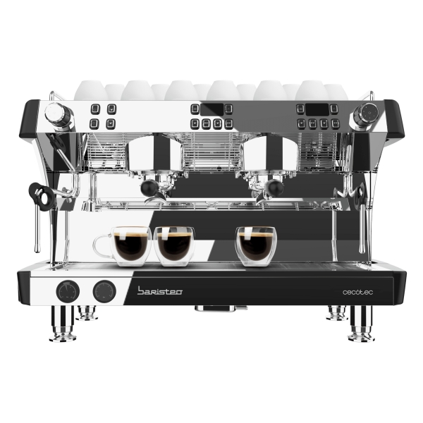 Cecotec Baristeo Mattina 2x Cafetera Espresso Profesional Doble - 4200W - Calientatazas - Presion 9bar - Caldera de Acero - Temperatura Regulable - Vaporizador - Portafiltro 58mm - Color Neg