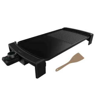 Cecotec Tasty and Grill 3000 BlackWater MixGrill Plancha Electrica - 2600W - Antiadherente - Superficie Mixta Grill y Plancha - Termostato Regulable - Apta para Lavavajillas - 45x25cm - Colo