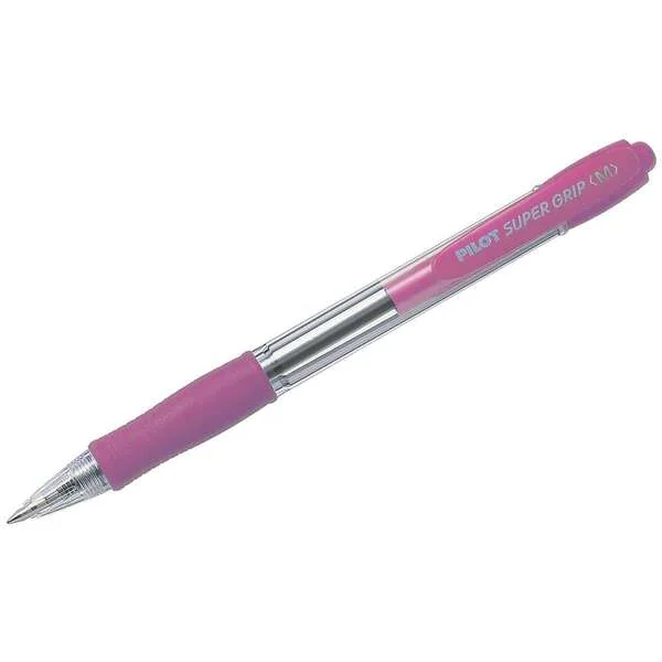 Pilot SuperGrip Boligrafo de Bola Retractil - Punta 1.0mm - Trazo 0.27mm - Tinta de Aceite - Grip Ergonomico - Color Rosa · Pack de 12 uds.