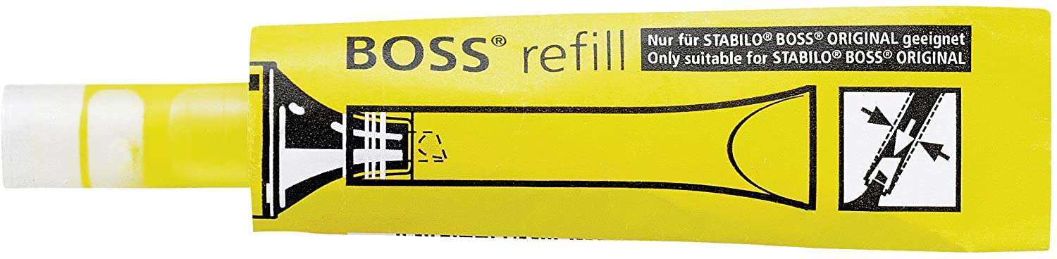 Stabilo Boss 70 Recarga de 3ml para Marcador Fluorescente - Tinta con Base de Agua - Color Amarillo Fluorescente · Pack de 20 uds.