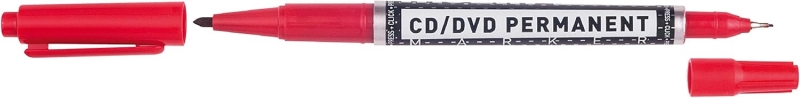 Molin Rotulador Permanente para CD, DVD - Doble Punta 0.4 y 1mm - Tinta Permanente con Base Alcohol - Color Rojo · Pack de 12 uds.